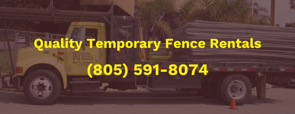 Fence Factory Rentals truck delivering temporary fence panels near Carrizo Rd, Atascadero, California.