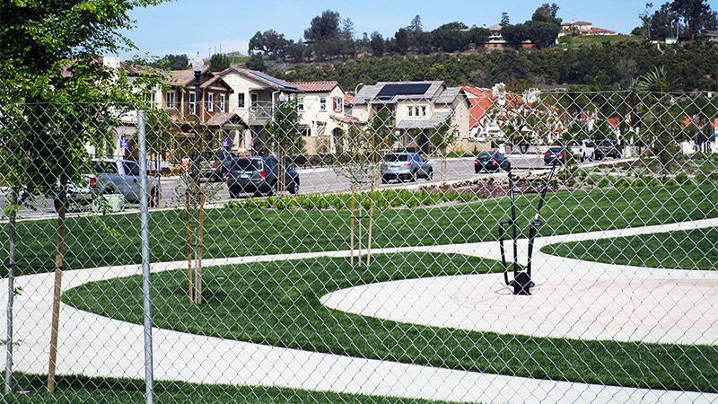 Esplanade Shopping Center home construction temp fencing provided by Fence Factory Rentals.