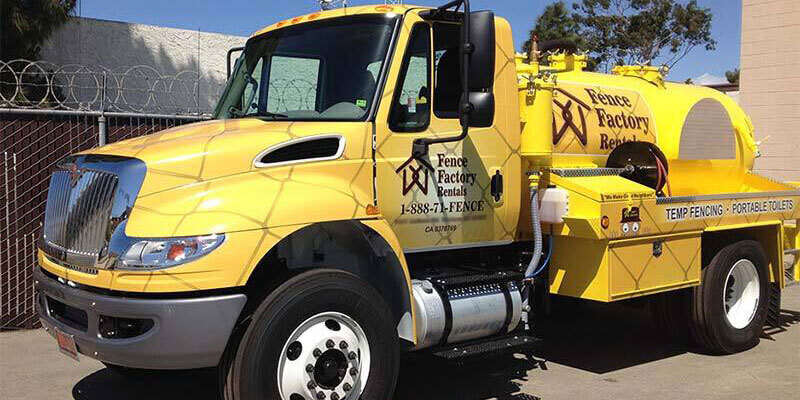 Yellow pump truck for our Salinas porta potty rentals.