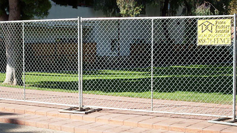 Freestanding chain-link fence panels, one of our options for construction fencing near Armona, California.