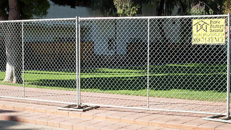 Freestanding chain-link fence panels, one of our options for construction fencing near Prather, California.